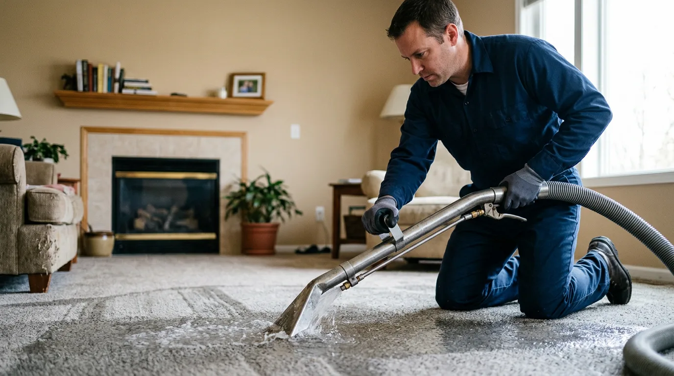 Water damage restoration technician working near Hartsburg, MO